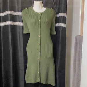 French Connection Olive sweater Button-Down Midi Dress